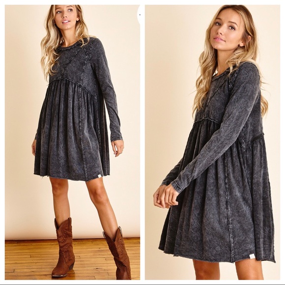 Fabulous 100% Organic Cotton Mineral Washed Raw Edge Dress - Picture 2 of 5